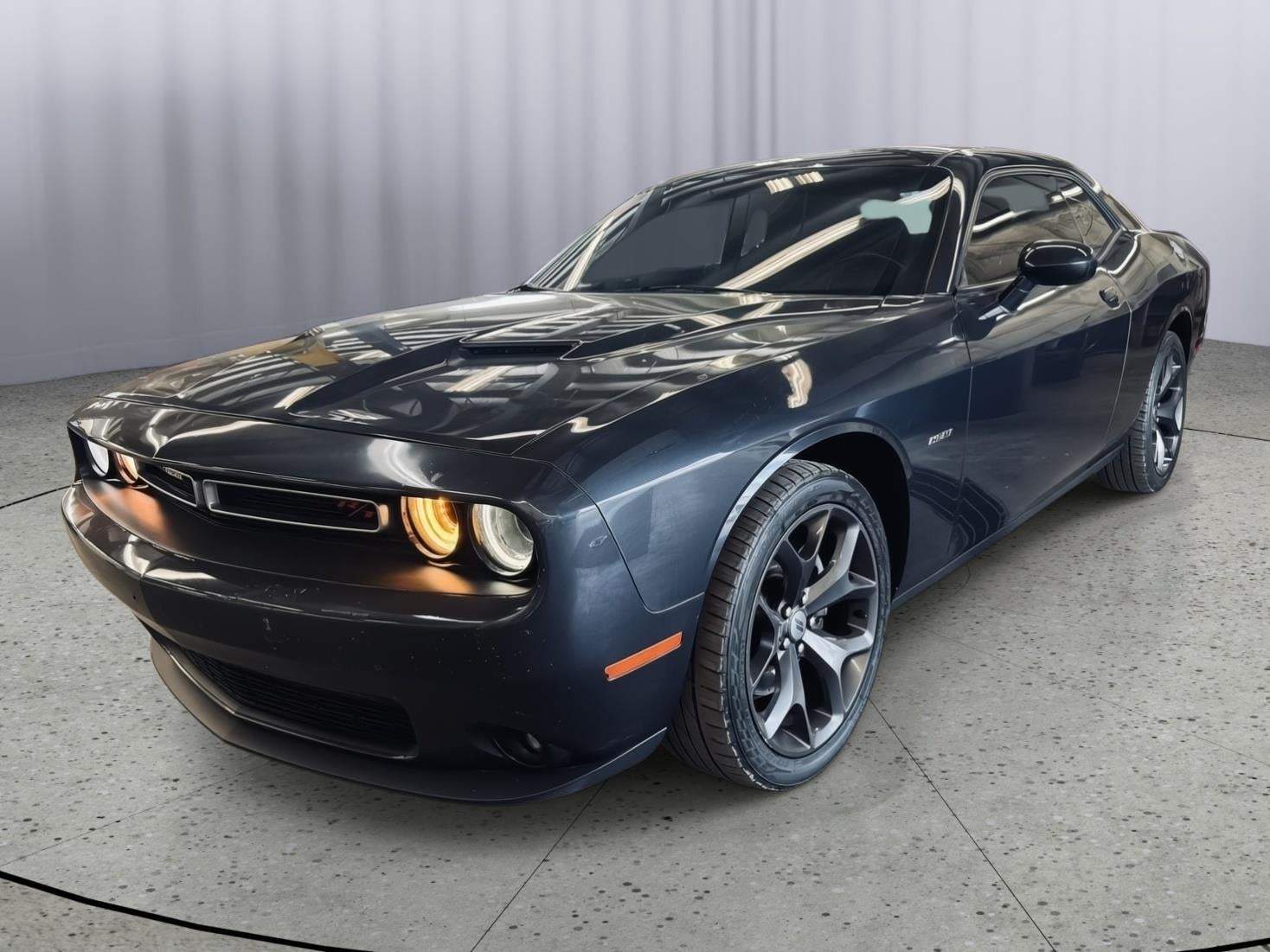 2017 Dodge Challenger R/T in Maximum Steel Metallic Clearcoat — front three-quarter view