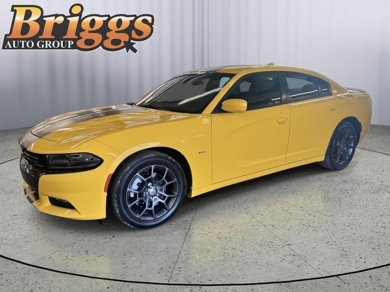 2018 Dodge Charger GT in Yellow Jacket Clearcoat — front three-quarter view