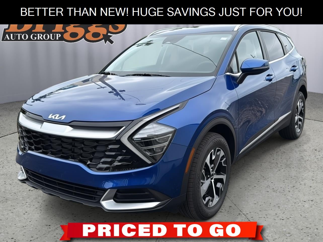 2025 Kia Sportage EX in Sapphire Blue — front three-quarter view