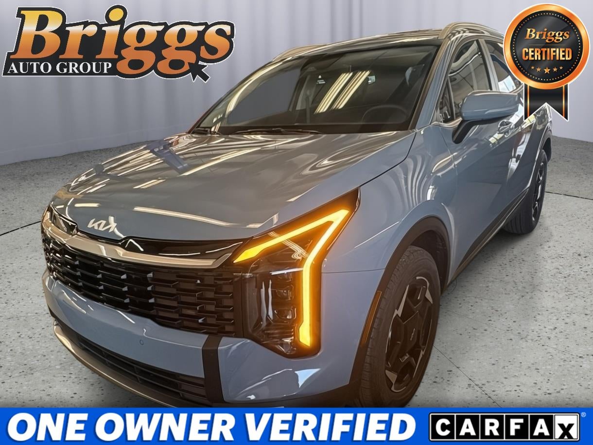 2026 Kia Sportage Hybrid EX in Heritage Blue — front three-quarter view