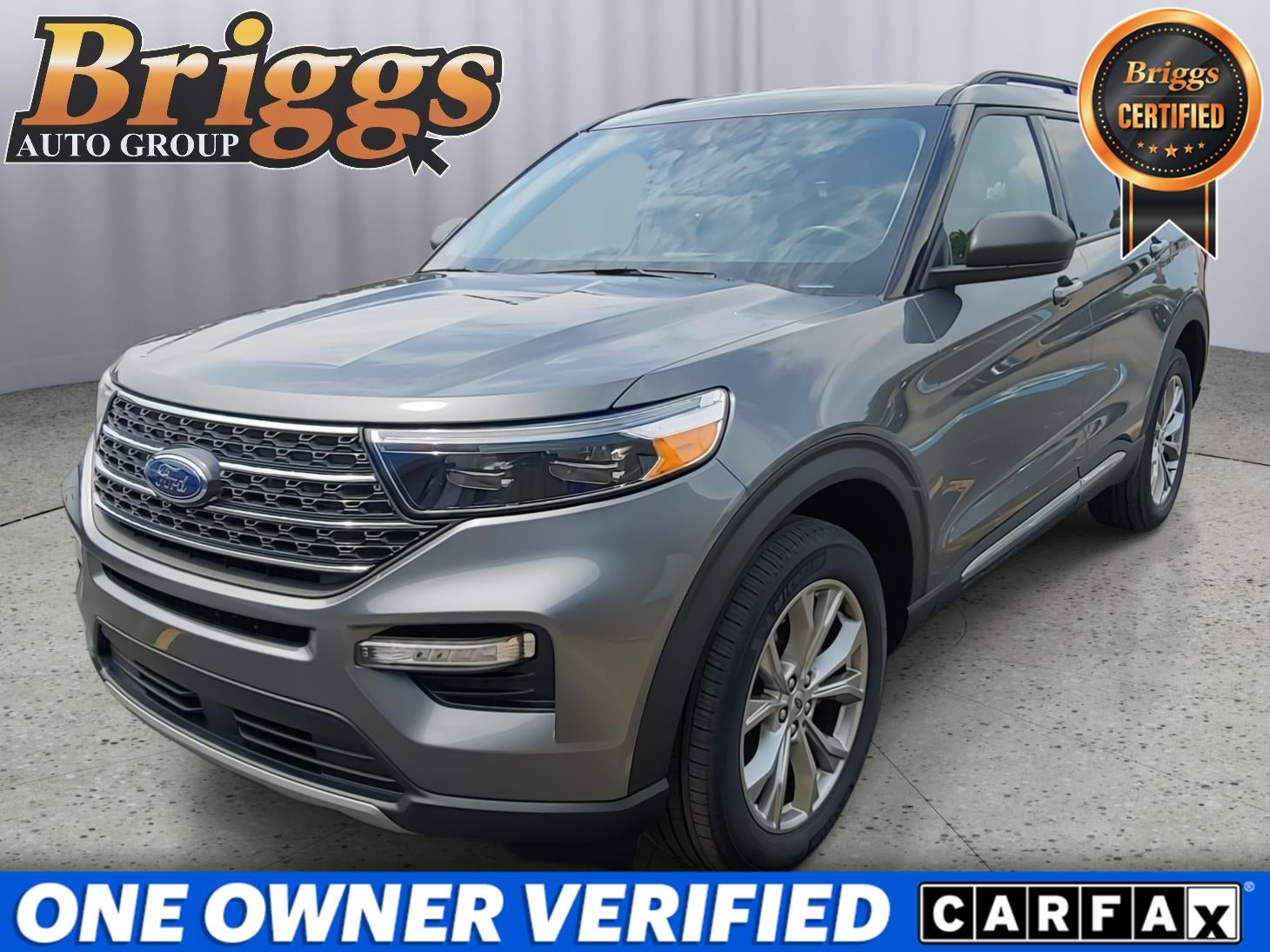 2023 Ford Explorer XLT in Carbonized Gray Metallic — front three-quarter view