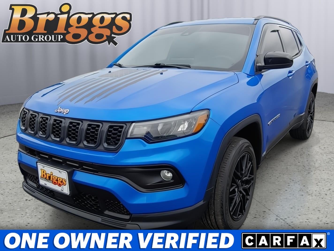 2024 Jeep Compass Latitude Lux in Hydro Blue Pearlcoat — front three-quarter view
