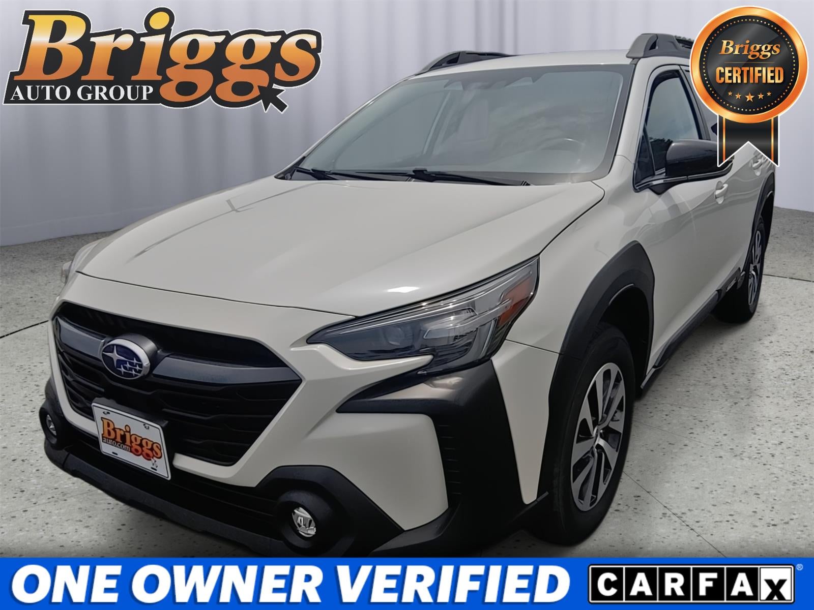 2024 Subaru Outback Premium in Crystal White Pearl — front three-quarter view