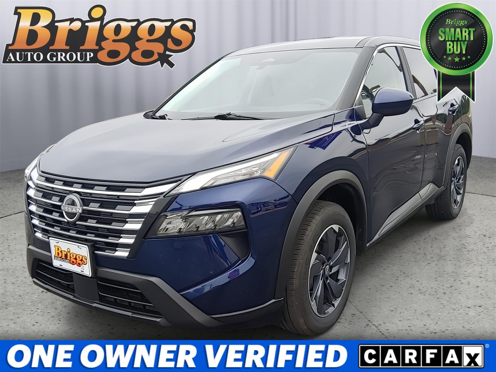 2025 Nissan Rogue SV in Deep Ocean Blue Pearl — front three-quarter view