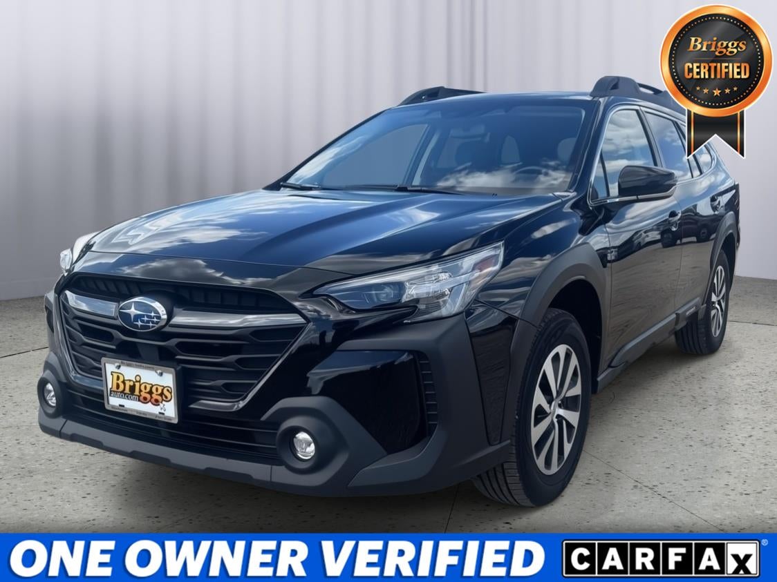 2024 Subaru Outback Premium in Crystal Black Silica — front three-quarter view