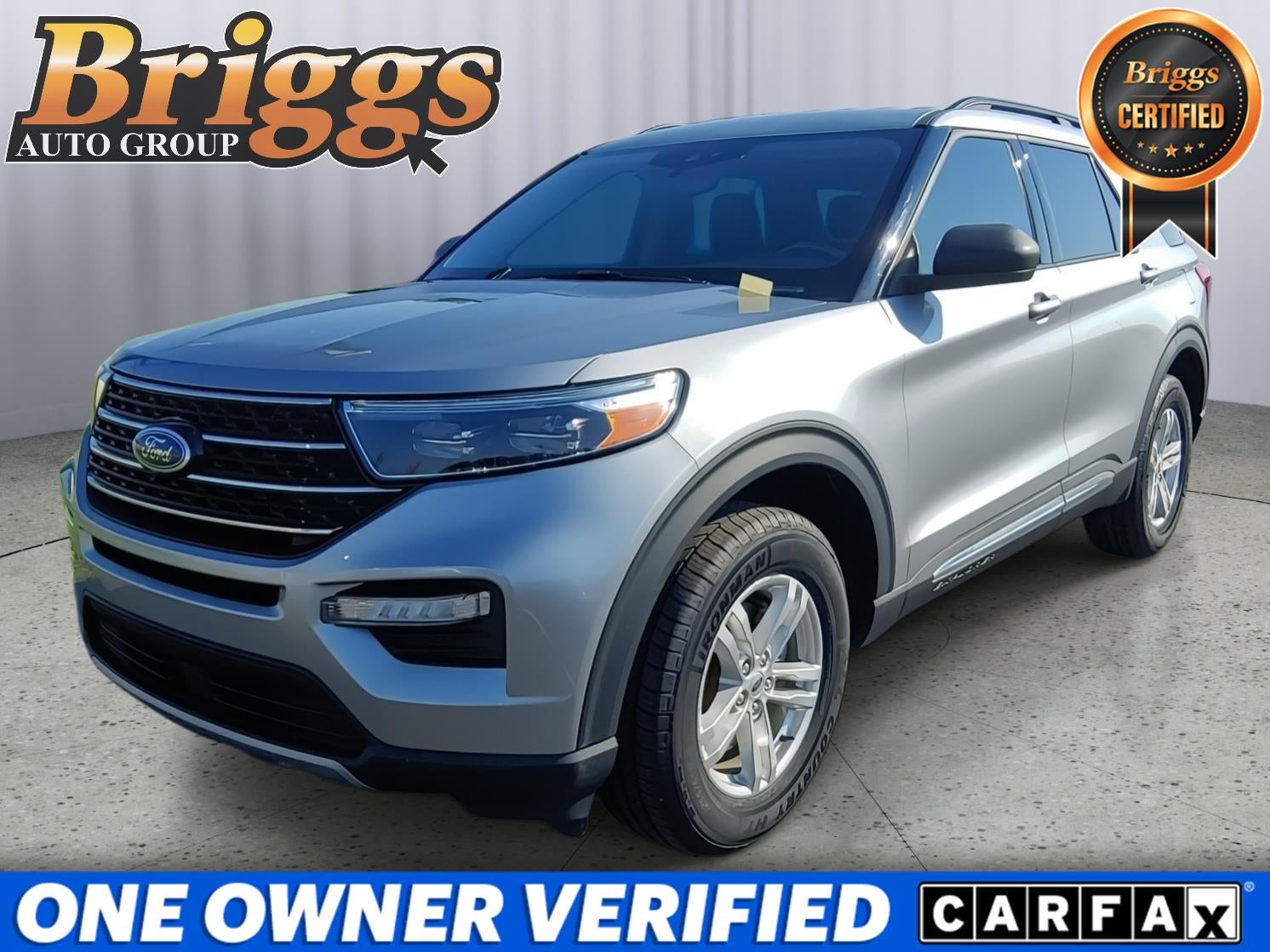 2022 Ford Explorer XLT in Iconic Silver Metallic — front three-quarter view