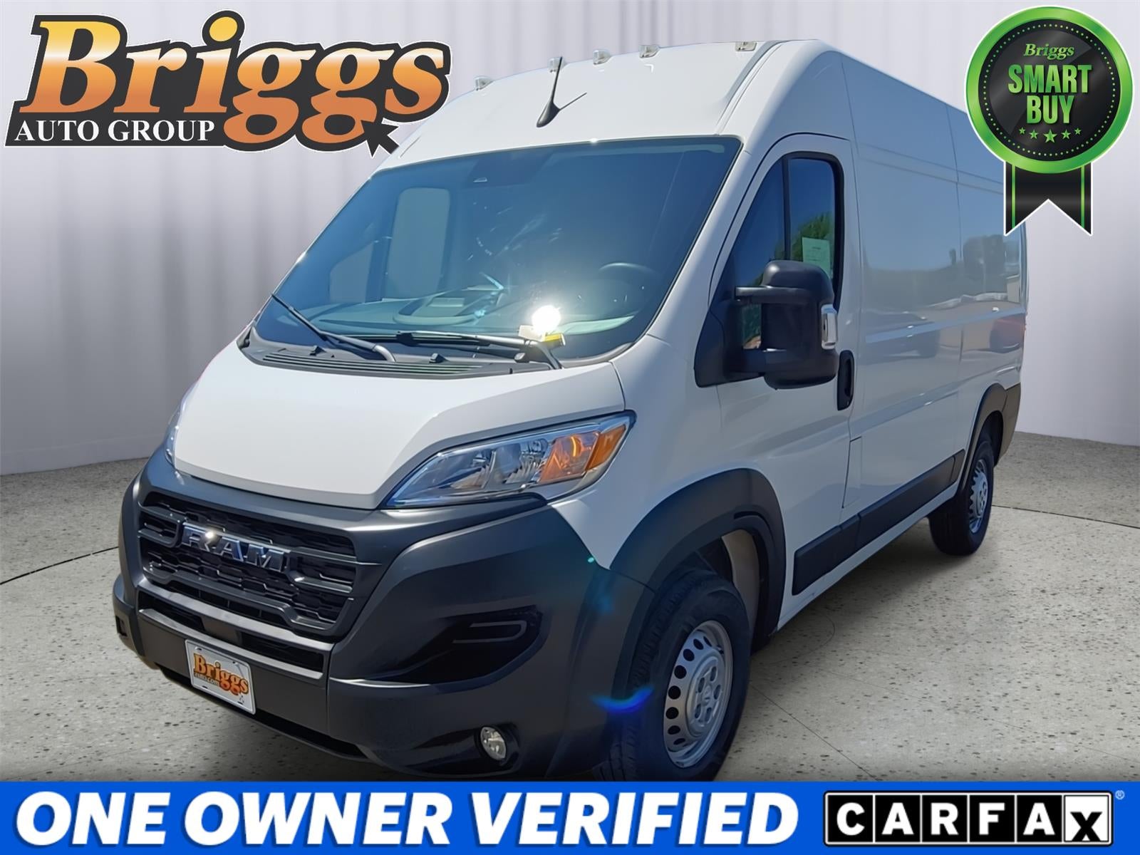 2025 RAM ProMaster Cargo Van Tradesman in Bright White Clearcoat — front three-quarter view