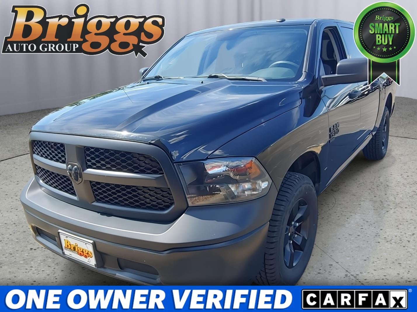 2022 RAM 1500 Classic Tradesman in Diamond Black Crystal Pearlcoat — front three-quarter view