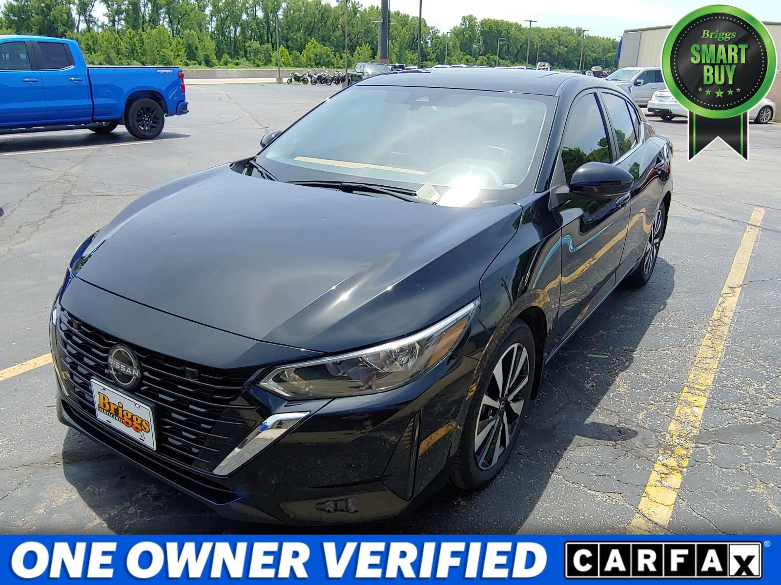 2025 Nissan Sentra SV in Super Black — front three-quarter view