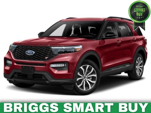2020 Ford Explorer ST in Rapid Red Metallic Tinted Clearcoat — front three-quarter view