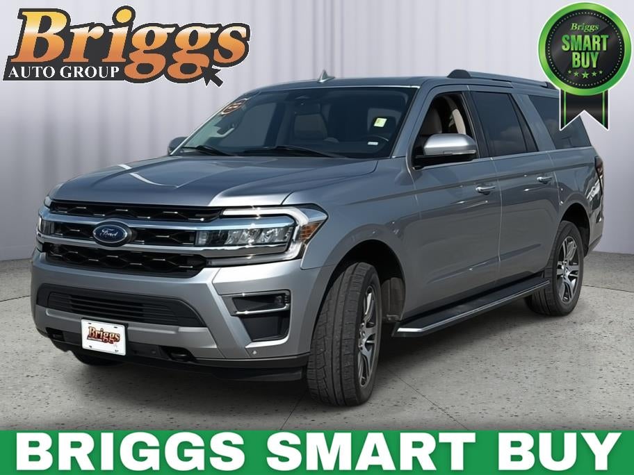2023 Ford Expedition Max Limited in Iconic Silver Metallic — front three-quarter view