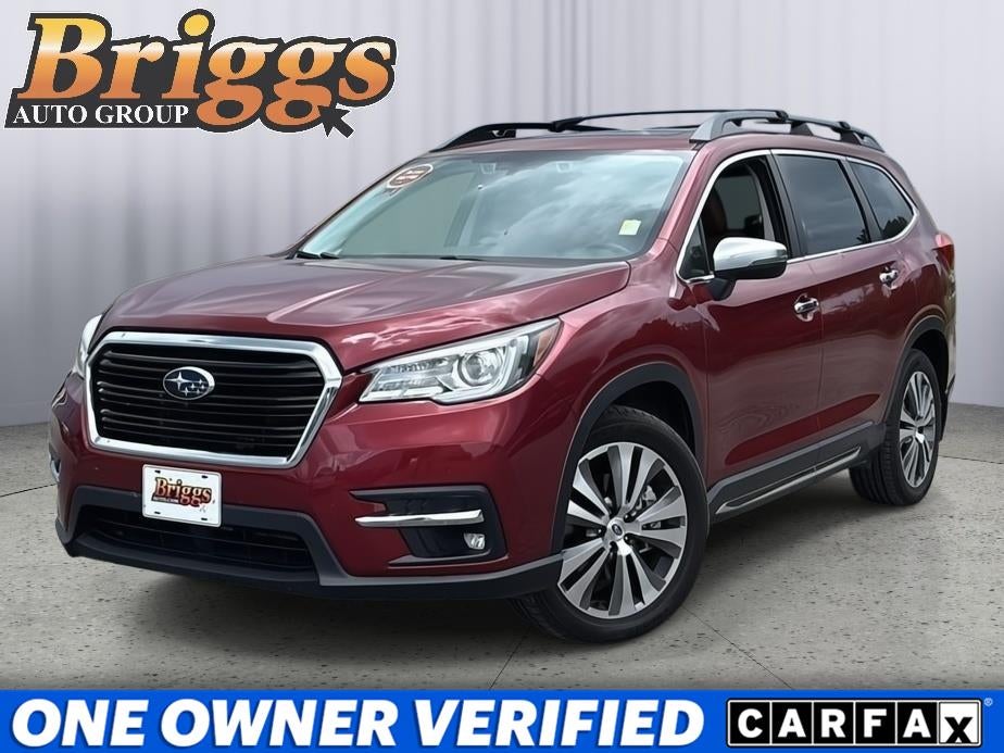 2020 Subaru Ascent Touring in Crimson Red Pearl — front three-quarter view